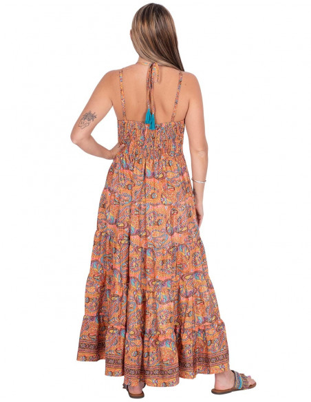 Abito lungo arancione Paisley