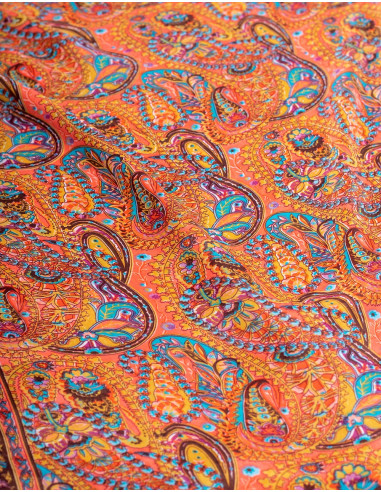 Long Orange Paisley Dress