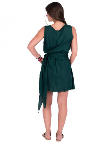 Green Draped Neckline Dress