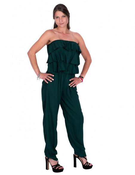 Bandeau Jumpsuit with Ruffles