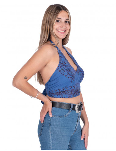 Blusa rendada azul