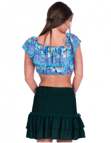 Bedrucktes Crop-Top aus Seide