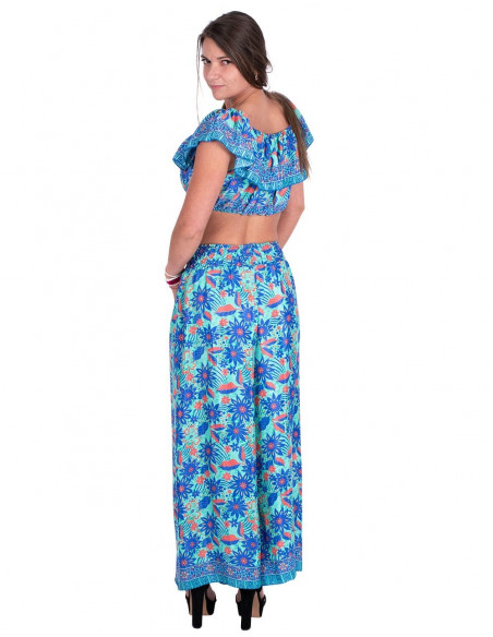 calça de seda com fenda