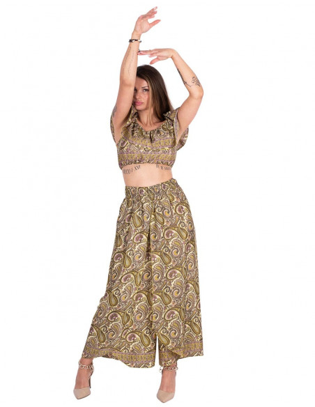 Printed Silk Flowing Pants
