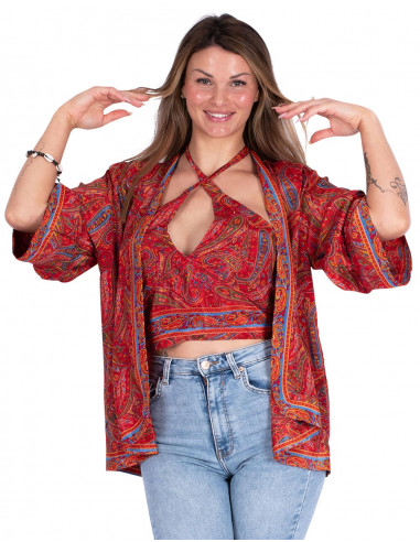 Silk Top + Kimono Set