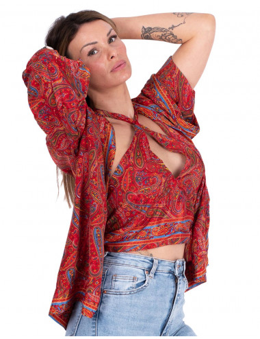 Ensemble haut en soie + kimono