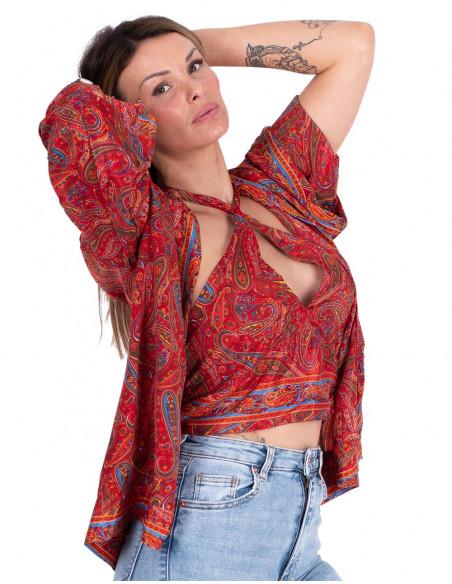 Ensemble haut en soie + kimono