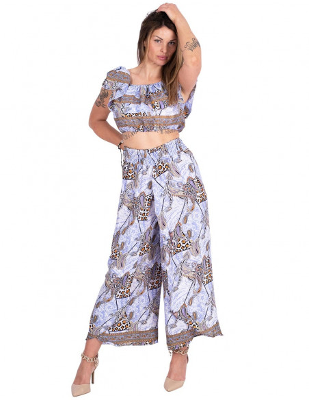 Silk pants with slit