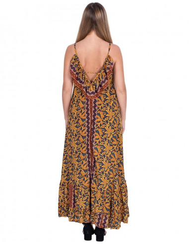 Vestido longo babado nas costas