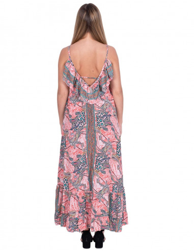 Vestido longo estampado de seda