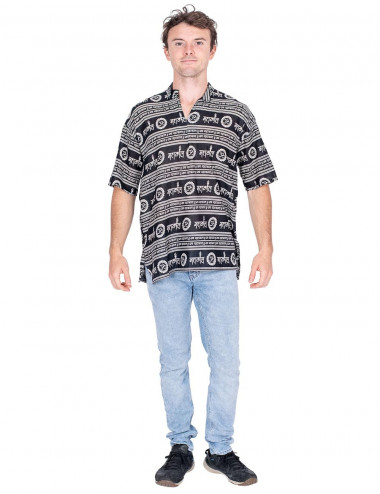 Camisa Preta Gola Mandarim