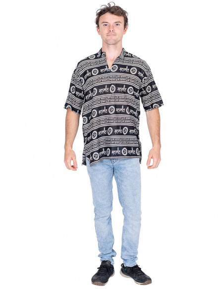 Chemise Noire Col Mandarin
