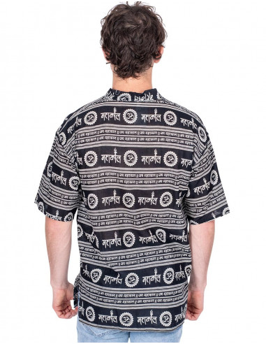 Chemise Noire Col Mandarin