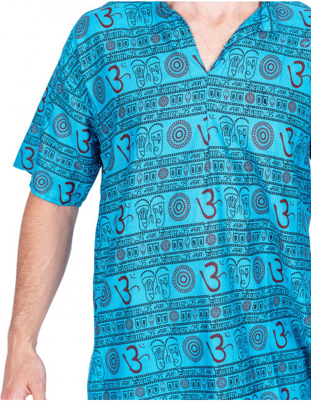 kurta-om-celeste-mangas-cortas-hombre