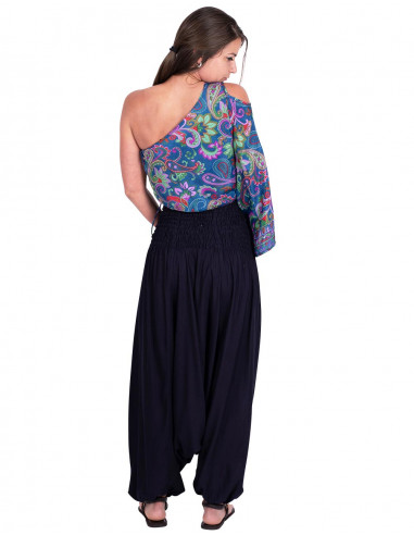 Blaue Rayon-Kleid-Jumpsuit-Hose