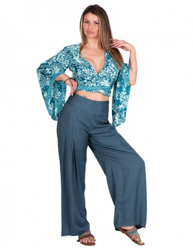 Pantalon en rayonne gris