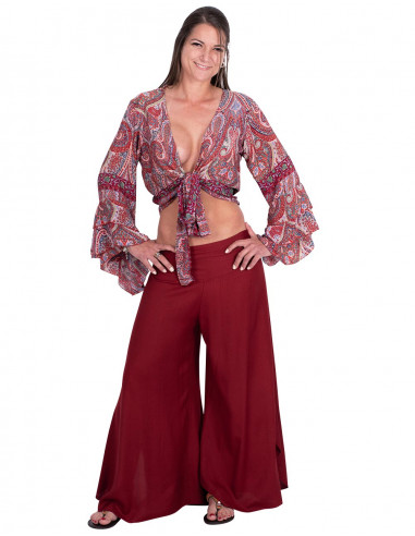 Bordeaux Rayon Skirt Pants