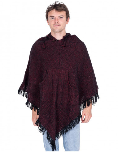 Poncho triangolare bordeaux