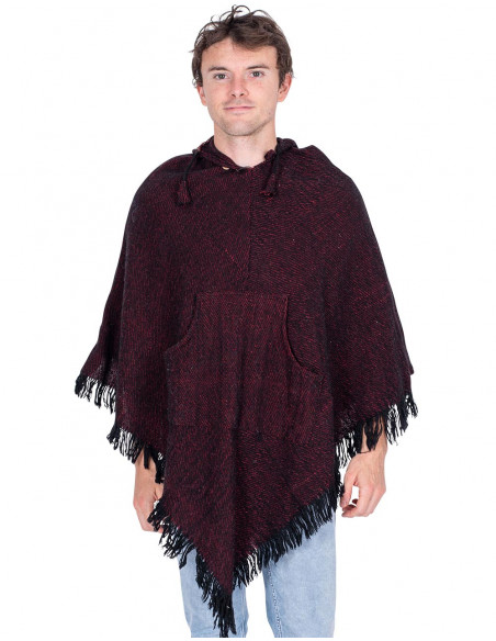 poncho-unisex-burdeos-capucha