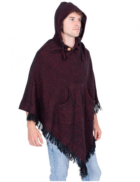 Poncho triangolare bordeaux