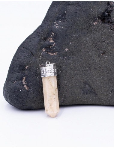 Colar Pedra Mineral Octogonal