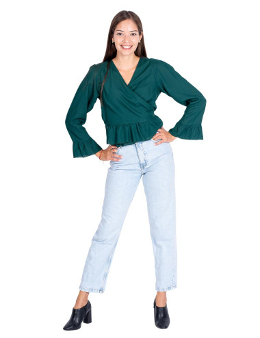 Blusa verde con volant 2