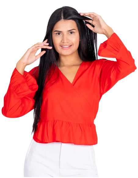 Rote Wickelbluse