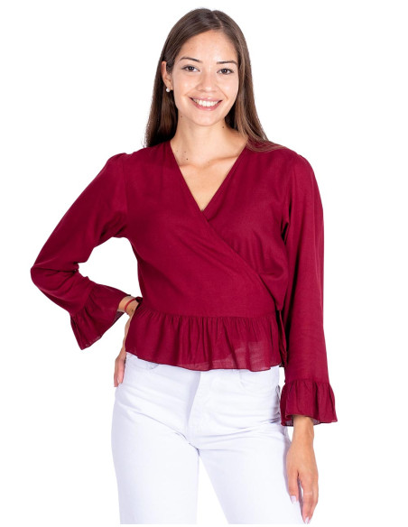 Burgundy Cropped Blouse