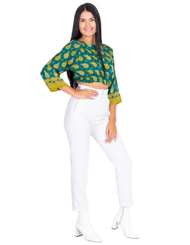 Top de seda verde