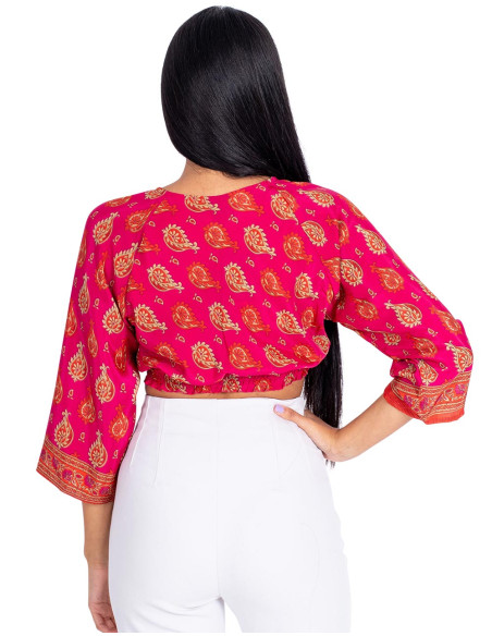 Pink Silk Croped Blouse