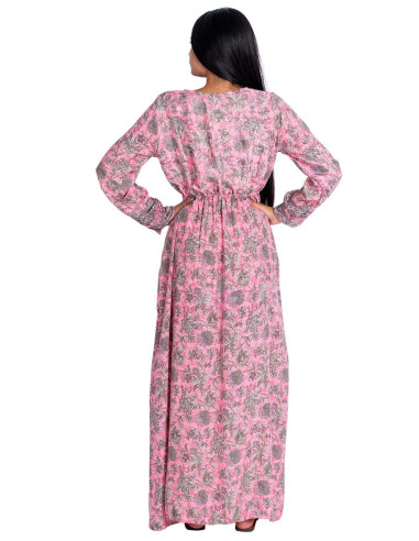 vestido-boho-mujer-otoño-rosa-flores
