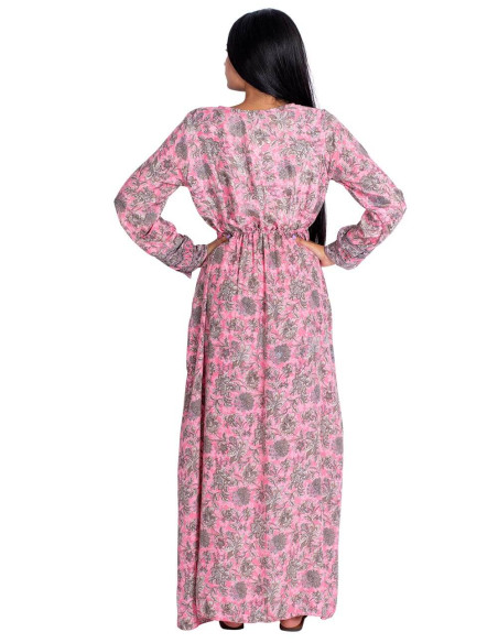 vestido-boho-mujer-otoño-rosa-flores