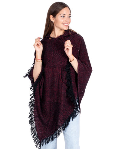 Poncho unisexe bordeaux