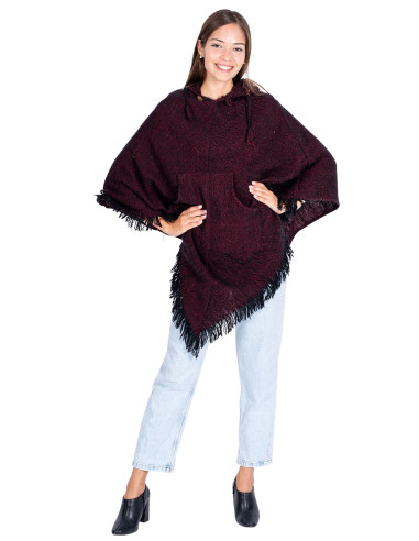 Poncho unisexe bordeaux