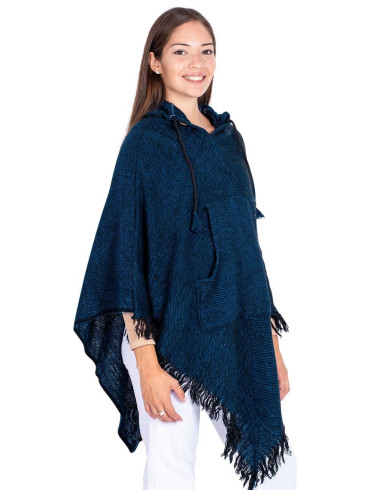 Poncho in lana blu 2