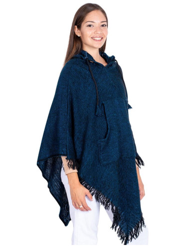 Blue Wool Poncho