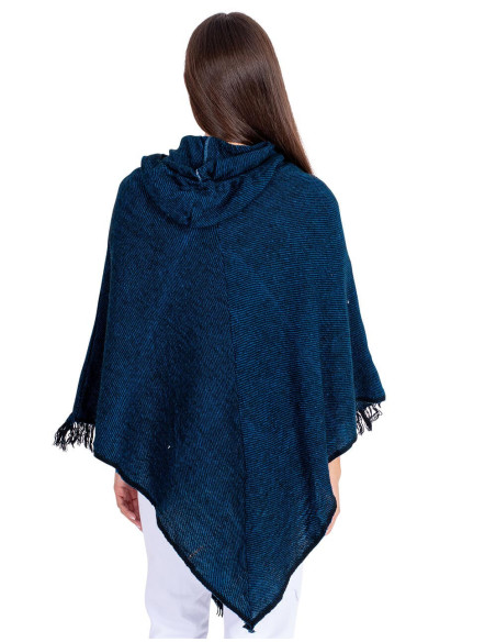 Poncho en laine bleu