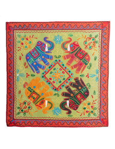 Quadratischer Wandteppich 4 Elefanten