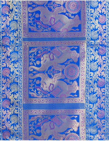 Tapisserie/chemin de table bleu vif