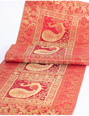 Caminho de mesa pavão vermelho 2