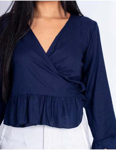 Blue Ruffle Shirt