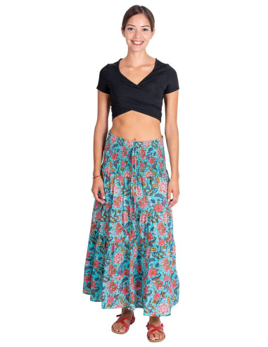 Gonna hippie stampata azzurra