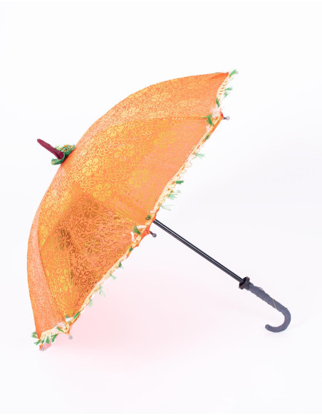 Dazzle with Style! Individual Ethnic Parasol in Bright Orange, Handmade