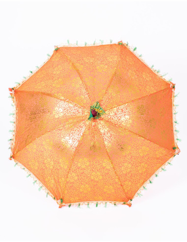 Deslumbre com Estilo! Guarda-sol étnico individual em laranja brilhante, feito à mão