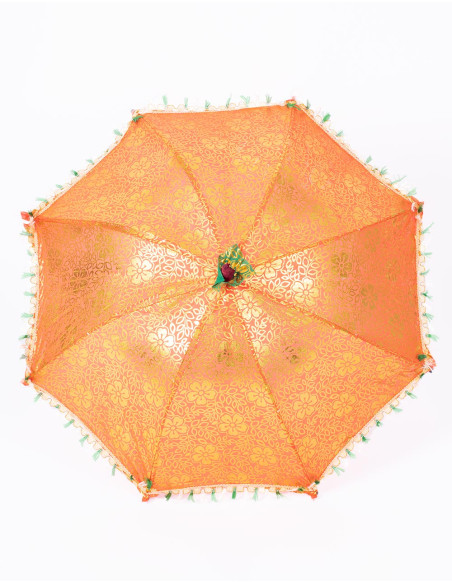 Verblüffen Sie mit Stil! Individueller ethnischer Sonnenschirm in leuchtendem Orange, handgefertigt