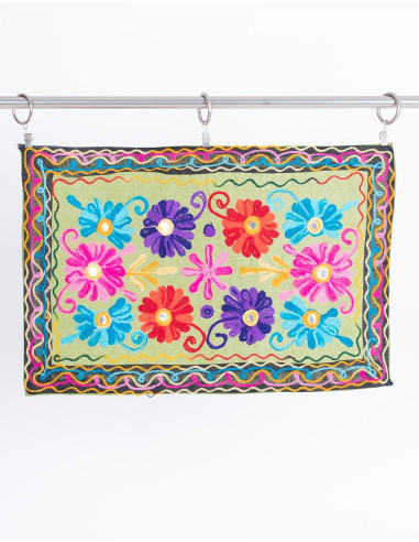Floral Elegance: Hand Embroidered Placemat from India