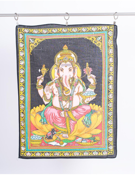 Piccolo arazzo Ganesha con paillettes: brilla con la luce della prosperità