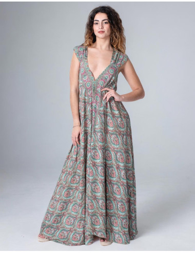 Long Printed Silk Dress... 2