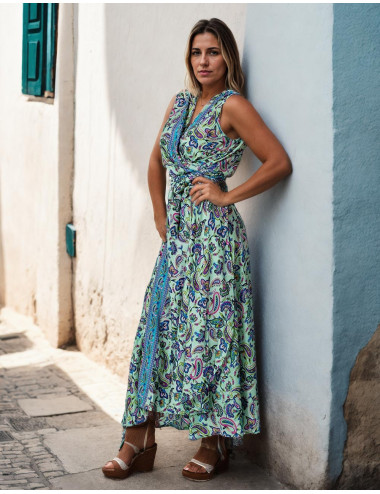 Printed Silk Bow Dress with...