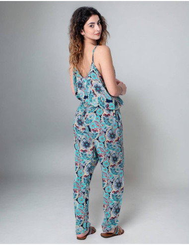 Langer bedruckter Seidenoverall